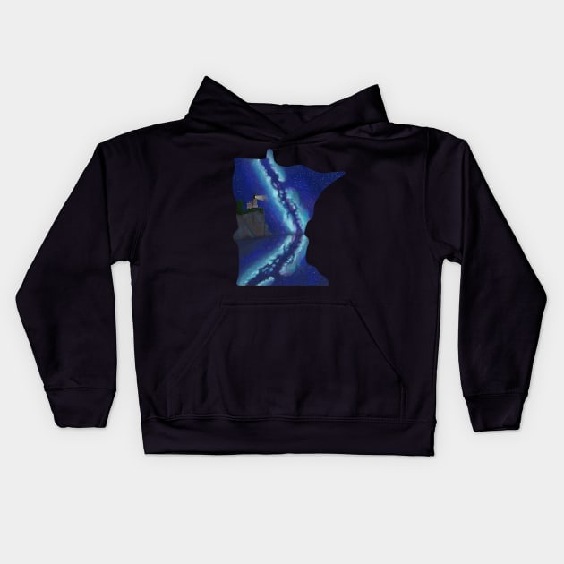 Minnesota Split Rock Lighthouse Kids Hoodie by EcoElsa